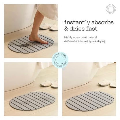 Deepstone Foldable Stone Bath Mat – Large Diatomaceous Earth Mat, Quick Dry with Non-Slip Base, Water Absorbing Bathroom and Shower Stone Mat, Easy to Clean (24” x 15”), Gray - color: Gray