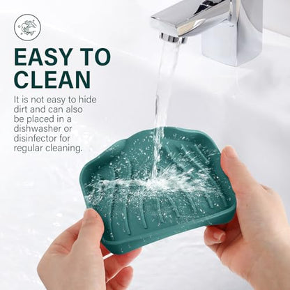 2PCS Self Draining Soap Holder,Spofit Silicone Soap Dish, Suitable for for Kitchen, Bathroom, Shower, Bath Tub,Soap Container (Green) - color: Green