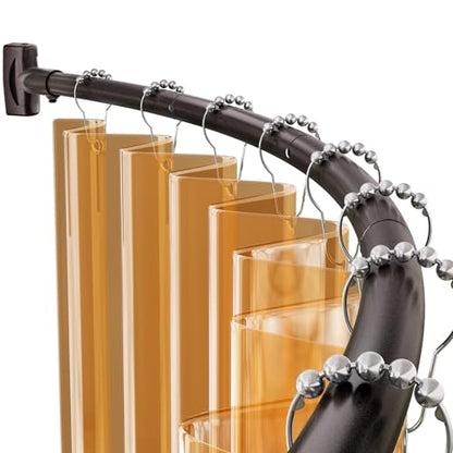 AmazerBath 20-84 Inches Arched Curved Shower Curtain Rod, Heavy Duty Shower Rod Rust Proof Bathroom Curtain Rod, Adjustable Telescoping Design Easy Segmented Installation, Need to Drill, Bronze - color: Bronze