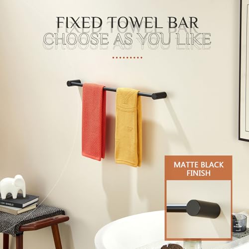 KOKOSIRI Towel Rack Black Bathroom Wall Mounted Towel Holder 20-Inch Bath Towel Bar Hanger Bathroom Hardware Accessories Stainless Steel, B4007BK-L20 - color: Matte Black, size: 20-Inch