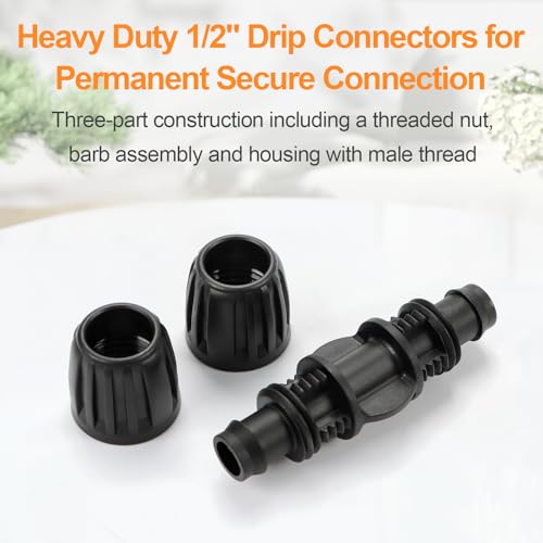 1/2 Inch Drip Irrigation Coupling Fittings, 12 Pieces Barbed Locked Coupler Connectors for 1/2 Inch Irrigation Tubing (1/2" ID x 0.640" OD) Anti-leak Straight Coupling for Garden Drip Systems - size: 1/2" Nut Coupler 12 Pcs
