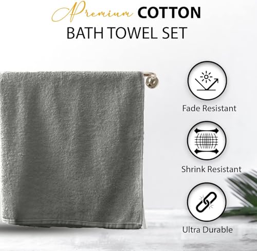 KAHAF COLLECTION 100% Cotton Bath Towels, 24x48 Pack of 6 Towels, Quick Dry, Highly Absorbent, Soft Feel Towel, Gym, Spa, Bathroom, Shower, Pool, Luxury Soft Towels (Light Grey, 24x48-6 Pack) - color: Light Grey, size: 24x48 - 6 PACK
