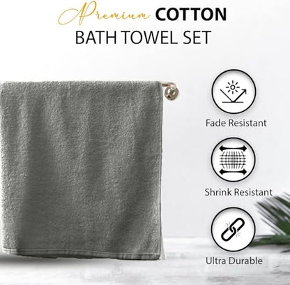 KAHAF COLLECTION 100% Cotton Bath Towels, 24x48 Pack of 6 Towels, Quick Dry, Highly Absorbent, Soft Feel Towel, Gym, Spa, Bathroom, Shower, Pool, Luxury Soft Towels (Light Grey, 24x48-6 Pack) - color: Light Grey, size: 24x48 - 6 PACK