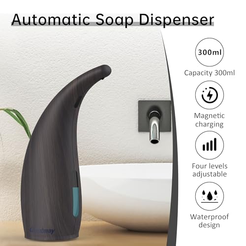Automatic Soap Dispenser, Touchless Rechargeable Soap Dispenser 10 oz - color: Dark Walnut