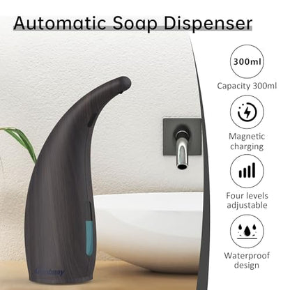 Automatic Soap Dispenser, Touchless Rechargeable Soap Dispenser 10 oz - color: Dark Walnut