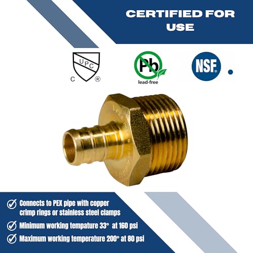 2 Pack XFITTING 1/2 inch Pex x 3/4 inch Male NPT Adapter, Barb Crimp - size: 1/2" Pex x 3/4" Male