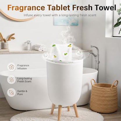 25L Towel Warmers for Bathroom, Luxury Rapid Heating Towel Warmer Bucket with Timer, Bluetooth Speaker, Mood Lights, Portable Removable Legs, Fits Two 40"x70", Blankets, Bathrobes
