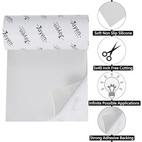 Non Slip Self Adhesive Silicone Cuttable Furniture Pads - 5x40 inch | widely used, functionality, easy to use - color: 5x40 White