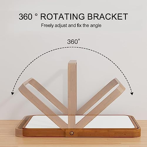 Mokoze Wood Desk Mirror, Adjustable Tabletop Vanity Mirror, 10.55" x 7.87" | Clear Glass Reflection, Ideal for Vanities, Dressers,, Shelves, Countertops, Tabletop or Wall Display