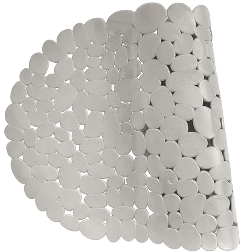 Dependable Industries Inc. Essentials Nonslip PVC Pebble Style Bathmat Shower Bathtub with Suction Cups 27" x 15" Textured for Secure Footing Oval (Gray) - color: Gray