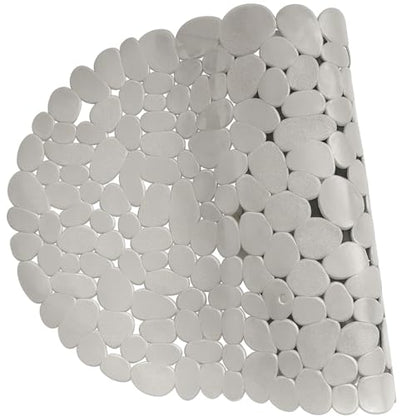 Dependable Industries Inc. Essentials Nonslip PVC Pebble Style Bathmat Shower Bathtub with Suction Cups 27" x 15" Textured for Secure Footing Oval (Gray) - color: Gray