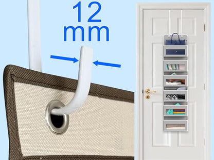 Single Long Over Door Steel Hooks 4 Pack Fit 1-3/8" Door 12" White | Plastic Coated Rubber Feel Towel Rack Robe Coat Shoe Wreath Hanger No Damage No Scratch for Bathroom Heavy Duty Thin Top