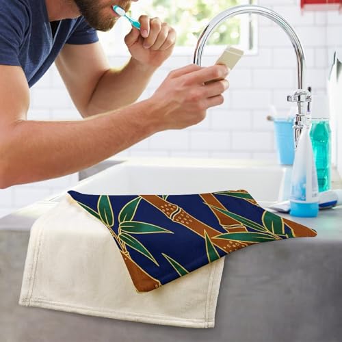 Bamboo Print Bath Towel Large Absorbent Bathroom Towel Reusable Soft Feel Fingertip Towels Lightweight Quick Dry Gym Towels Fashion Washcloths for Travel Camp Pool