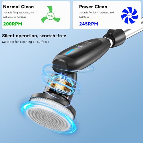 Electric Cleaning Brush - 10-in-1 IPX7 Full Waterproof Electric Spin Scrubber with LED Display, Gravity Sensing Dual Speed Adjustment, Suitable for Bathrooms, Kitchens, Sinks, Tiles, Cars