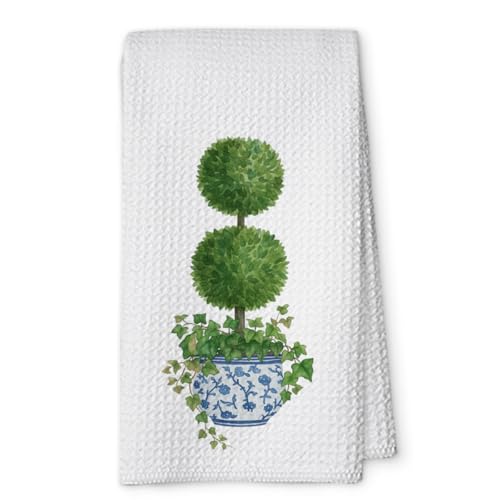 1PCS Chinoiserie Xmas Christmas Kitchen Hand Towels,Blue and White Porcelain Decorative Dish Tea Towel,Bow Chinoiserie Decor for Bathroom, for Women,16x24inch -A03 - color: Color_03