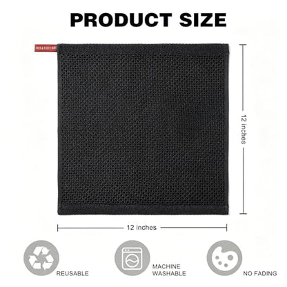 QUILTINA Kitchen Dish Cloths 6 Pack, 12 x 12 Inches, 100% Cotton Waffle Weave Dish Towels, Super Absorbent Quick Drying, Black - color: Black, size: 12 x 12 - 6 Pack