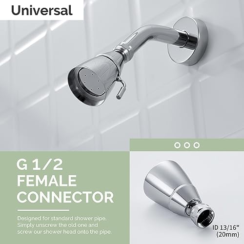 Angle Simple Shower Head High Pressure, Brass Shower Sprayer G 1/2, Chrome | High Flow Rinsing, Swivel Joint to Change Position, Adjustable Lever for Gentle Stream, Use in Bathroom or Outdoor - color: Chrome