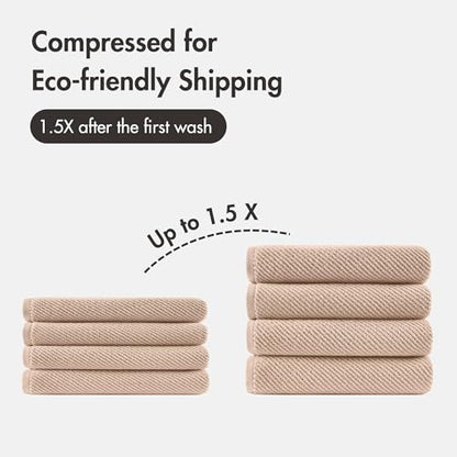 Madison Park 100% Zero Twist Cotton 4 Piece Bathroom Bath Towels, Beige | 30" x 56" Large Shower Towels, 500 GSM Diagonal Ribbed, Soft, Quick Dry, Highly Absorbent, Durable, Modern, OEKO TEX - color: Beige, size: 4 Piece Bath Towel Set