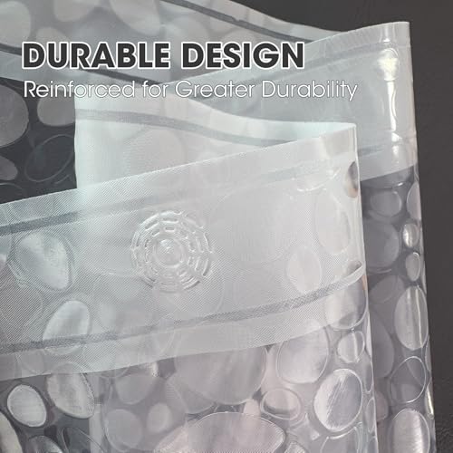 Clear Plastic Shower Curtain Liner, 3D Pebble, 70x72 in, 1 Pack | 100% waterproof, PEVA, modern 3D pattern, 12 rust-free pouch holes, fits standard tubs, for home, hotel, dorm - color: Pebble-clear