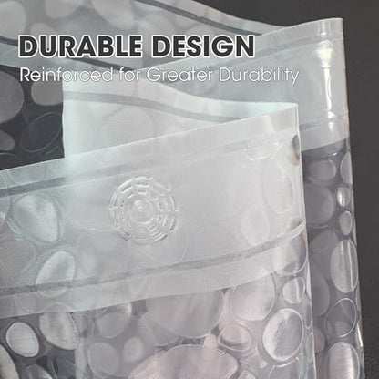 Clear Plastic Shower Curtain Liner, 3D Pebble, 70x72 in, 1 Pack | 100% waterproof, PEVA, modern 3D pattern, 12 rust-free pouch holes, fits standard tubs, for home, hotel, dorm - color: Pebble-clear