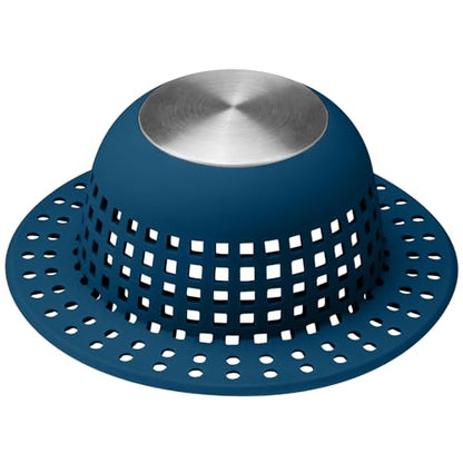 Aluvor Shower Drain Hair Catcher Bathtub Drain Cover Sink Drain Protector | Bathroom Sink & Bathtub Drain Strainer for Pop-Up & Regular Drains, Silver Navy Blue - color: Silver Navy Blue