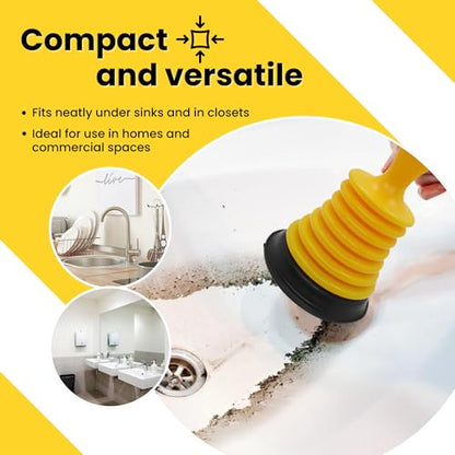 Gadgetime USA Small Sink Plunger - Mini Sink & Drain Plunger for Bathrooms, Kitchens, Sinks, Baths, Showers, RVs & Tubs - Mini Clog Remover - Heavy Duty Plumber's Plunger