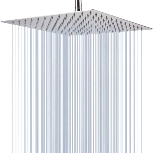 Rain Shower head, High Flow Stainless Steel Square Rainfall ShowerHead, Waterfall Bath Shower Body Covering, Ceiling or Wall Mount (12" Chrome Finish) - size: 12 Inch