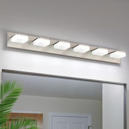 Brushed Nickel Vanity Lights for Bathroom 6-Light Vanity Lighting Fixtures for Mirror 39" Adjustable 5500K Modern LED Vanity Light Over Mirror, Bath Wall Lighting Fixtures - size: 6-Light,39Inch