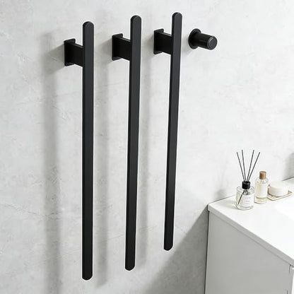 Bathroom Heated Towel Rack, Black Towel Warmer, 3 Bars, 110V | Smart Touch Control, Wall Mounted, Concealed Hardwired, Stainless Steel, Dry Towels in Modern Bathrooms, Space-Saving Design - color: Black-3 Bars