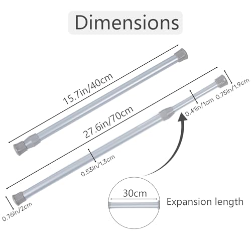 Spring Curtain Tension Rods, 1 Pcs Cupboard Bars Shower Rods 16 to 28 Inches Adjustable Extension Rod for Bathroom Window Closet Wardrobe Bar DIY Projects (Silver, 16-28 in-1 Pcs) - color: Silver, size: 16-28"-1Pcs