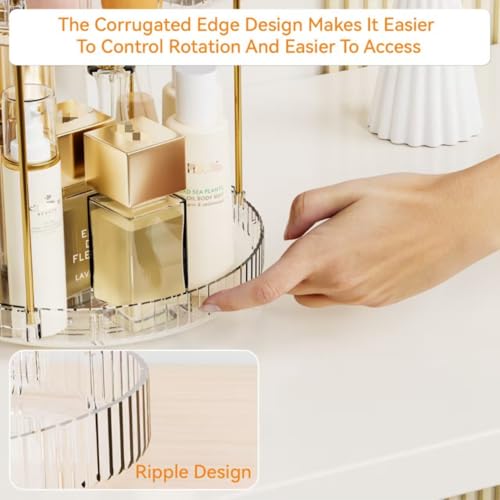 360° Rotating Makeup Organizer, Large Capacity 3 Tier Perfume Skincare Clear Bathroom Organizers, Multi-Function Spinning Cosmetic Storage for Bedroom, Dresser, Countertop