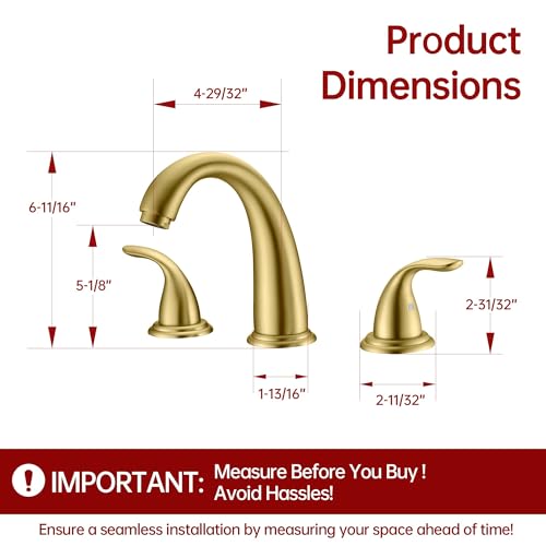 SUMERAIN 3 Hole Roman Tub Faucet Brushed Gold | with Brass Rough in Valve, High Flow, 2 Handle, Classic Style - color: Brushed Gold, size: 4-29/32" spout reach