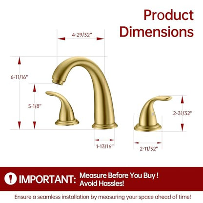 SUMERAIN 3 Hole Roman Tub Faucet Brushed Gold | with Brass Rough in Valve, High Flow, 2 Handle, Classic Style - color: Brushed Gold, size: 4-29/32" spout reach