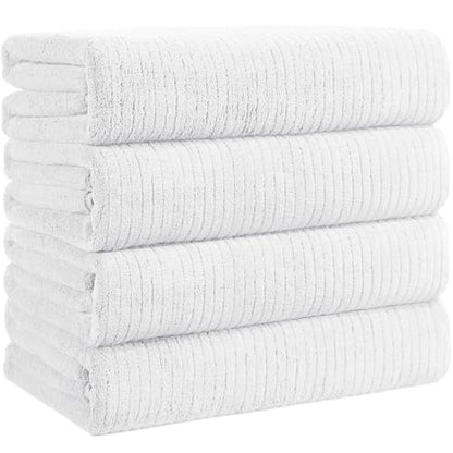 Bath Towels Set of 4 Extra Large 35 x 70 Inches,Luxury Thick High Absorbent and Quick Dry Bath Sheet,Ultra Soft Microfiber,Bathroom,Beach,Yoga,Sport,SPA,Fitness (White) - color: White, style: 4 Piece Bath Towels
