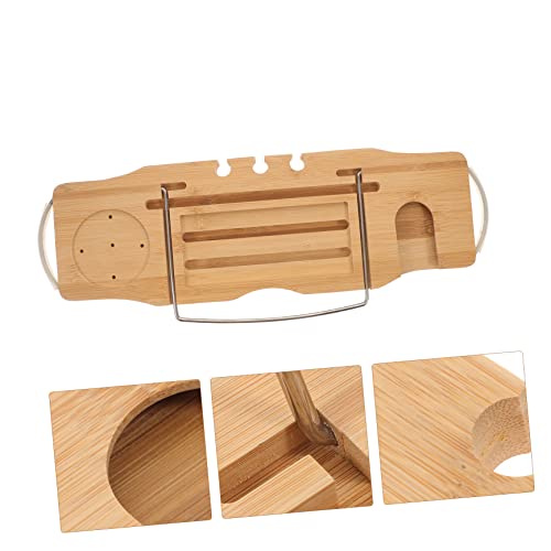 Adjustable Bamboo Bathtub Tray Phone Holder Expandable Bath Table for Luxury Baths 1-Piece Wooden Shelf for Relaxing Soaks