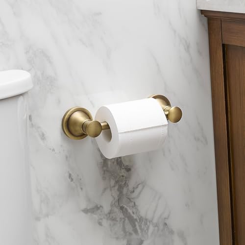 Bathroom Toilet Paper Holder Wall Mount Tissue Holder Antique Brass | Rustproof Toilet Tissue Roll Holder, Flexible Double Post Pivoting Handle, Bathroom Accessories SUS304 Stainless Steel - color: Antique Brass
