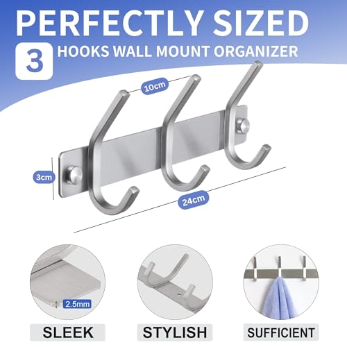 GlazieVault Coat Hooks for Wall - Stainless Steel Coat Hooks (2 Pack) - Heavy Duty Coat Hooks Wall Mounted - Wall Hanger Wall Hooks and Clothes Hooks for Hanging