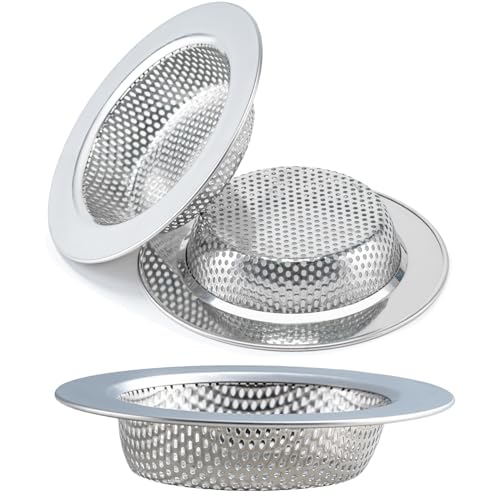Honmein 3 Pcs Sink Strainer for Most Kitchen Sink Drain Basket, Upgraded Double-Layer Safe Design Kitchen Sink Strainer (Outer Diameter 4.5 Inch) | Upgraded Double-Layer Safe Kitchen Sink Strainer, No Finger Cuts, 4.5 Inch Outer Diameter, Fits Most Sinks