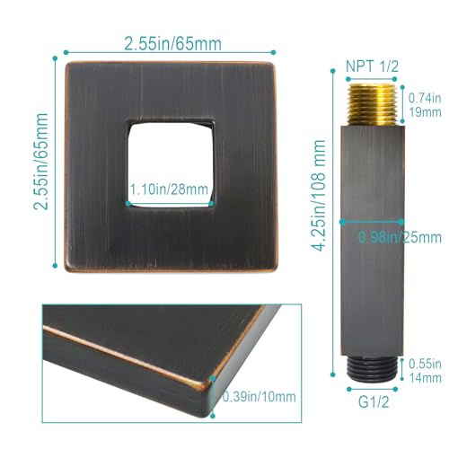 Enga Brass 3 Inch Ceiling Mount Shower Arm with Flange, Oil Rubbed Bronze - color: Oil Rubbed Bronze, style: 3 Inch