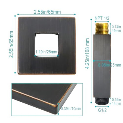 Enga Brass 3 Inch Ceiling Mount Shower Arm with Flange, Oil Rubbed Bronze - color: Oil Rubbed Bronze, style: 3 Inch