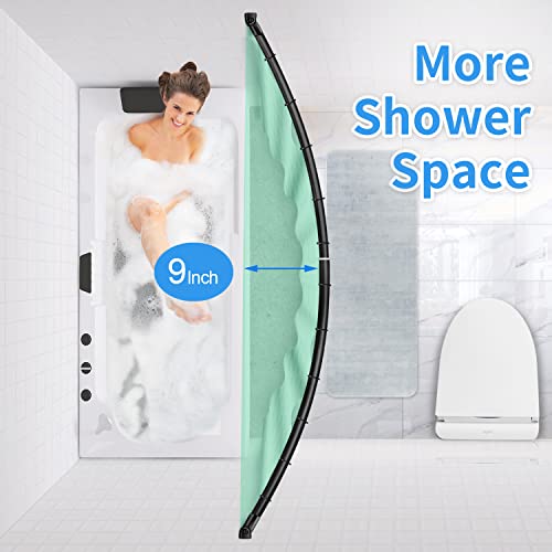 TOPROD Curved Shower Curtain Rod 48-72 Inches Adjustable Round Shower Rods | Black,Rounded Bowed,Stainless Steel,More Shower Space,Need to Drill,for Bathroom, Bathtub - color: Black