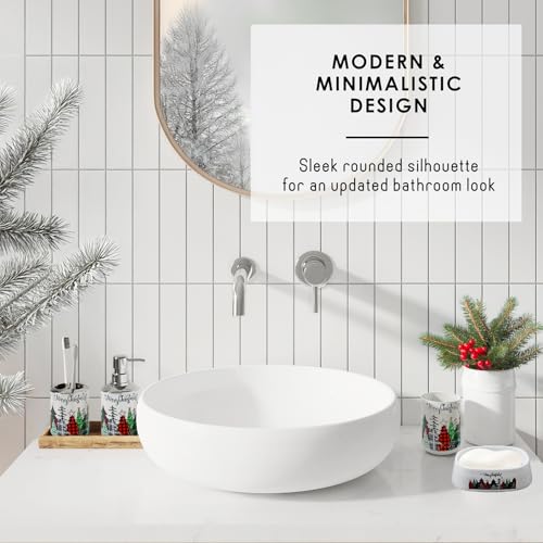 Clara Clark Bathroom Set - Christmas Bathroom Sets with Shower Curtain and Rugs, Xmas Bathroom Accessories Set, 22PC Christmas Shower Curtain Set with Liner, Soap Dispenser, Toilet Brush, & Trash Can - color: Christmas, size: Complete Set + Bath Rugs