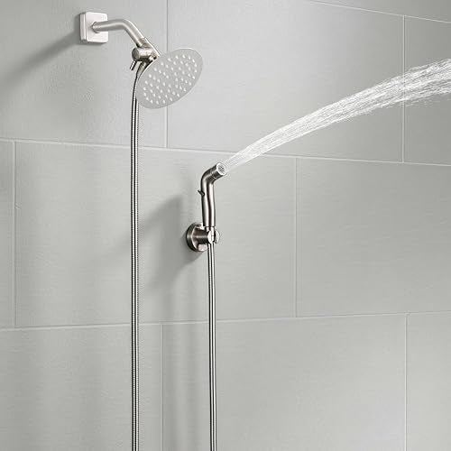 G-Promise Dog Shower Attachment with Flow Control | High Pressure, with Flow Control Lever, Extra Long Hose, Easy to Install, No-Drill Hook Mount - color: Brushed Nickel, size: 100 Inch Hose