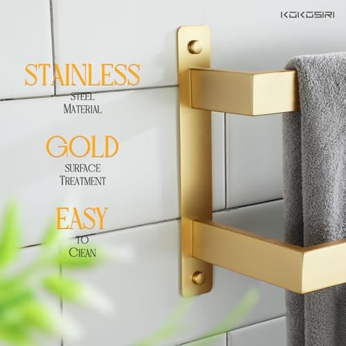 KOKOSIRI Bath Towel Bars Bathroom 2-Tiers Ladder Brushed Gold Towel Rails 32-Inch Towel Holders Wall Mounted Towels Shelves Rack Stainless Steel, B5008BG-L32 - color: Brushed Gold, size: 32-Inch