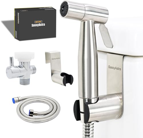 Handheld Toilet Bidet Sprayer — Adjustable Water Pressure, with Hose, Feminine & Pet Wash Kit, Bathroom Hygiene Attachment for Cloth Diaper Cleaning (Quick Install, Stainless Steel) - color: Stainless Steel, size: 1 Pack