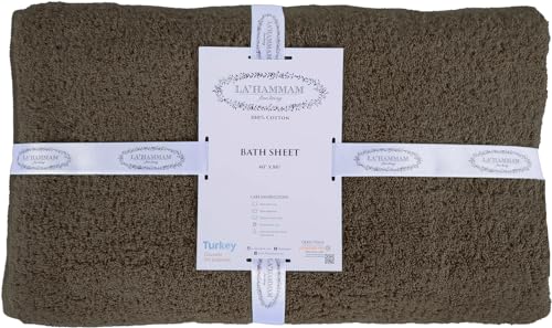 LA' HAM MAM FINE LIVING Luxury Turkish Cotton Towels Easy Care, Extra Soft & Absorbent, Hotel & Spa Quality, Kitchen & Bathroom Turkish Towels Bath Sheet (Oversized 40"x80"), Dark Brown - color: Dark Brown, size: Bath Sheet (Oversized 40"x80")