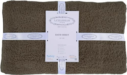 LA' HAM MAM FINE LIVING Luxury Turkish Cotton Towels Easy Care, Extra Soft & Absorbent, Hotel & Spa Quality, Kitchen & Bathroom Turkish Towels Bath Sheet (Oversized 40"x80"), Dark Brown - color: Dark Brown, size: Bath Sheet (Oversized 40"x80")