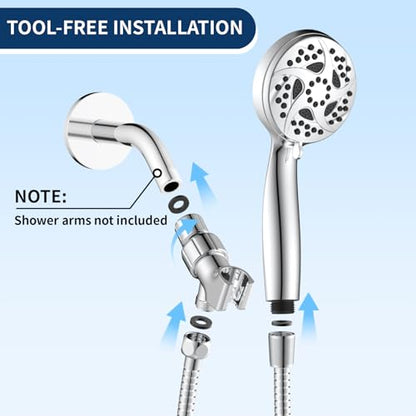 Hand Held Shower Head, High Pressure 6 Spray Mode Handheld Showerhead, Chrome Shower Head with 59 Inch Stainless Steel Hose and Adjustable Bracket - color: Chrome-3.94 Inch