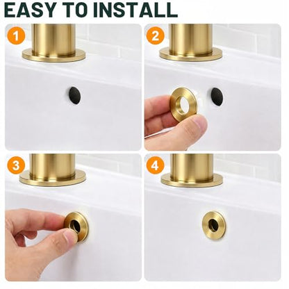 Sink Overflow Ring, Gold | Bathroom Kitchen Sink Basin Trim Overflow Cover Hole Insert Round Cap, Brass - color: Gold
