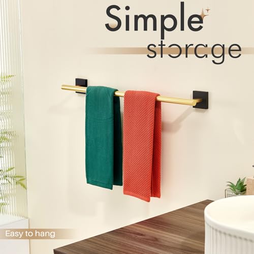 KOKOSIRI Bathroom Towel Bar Bath Towel Holders for Toilet Kitchen Cabinet Wall Mount 24 Inch Black with Gold Stainless Steel B4005GDK-L24 - color: Black Gold, size: 24-Inch